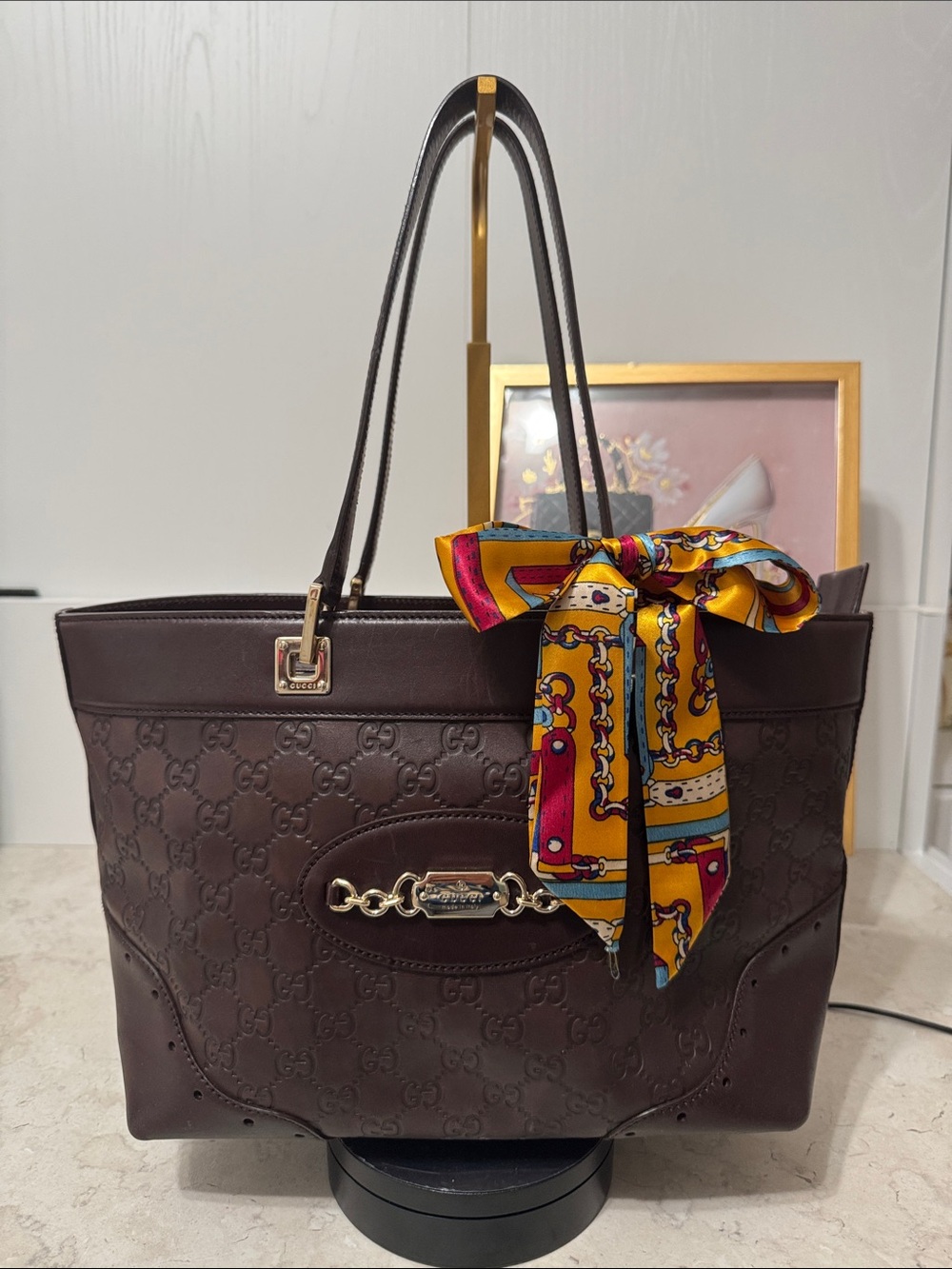 Gucci Guccisima medium punch tote in Chocolate Brown leather